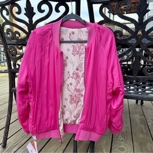Floral Pink Reversible Bomber Jacket Sz M BNWT
